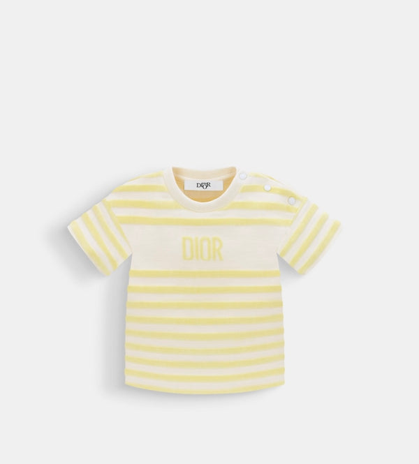 CHRISTIAN DIOR BABY T-SHIRT
Ivory Velvet Jersey Jacquard with Yellow Stripes