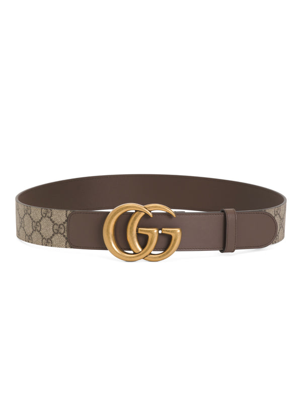 GUCCI
Women’s Made In Italy Supreme Canvas And Leather Gg Belt With Double G Buckle