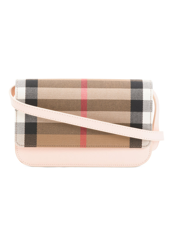 BURBERRY
Leather Madison House Check Crossbody With Canvas Panel
