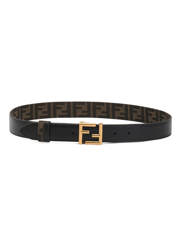 FENDI
Women’s Made In Italy Leather And Fabric Reversible Ff Wide Belt